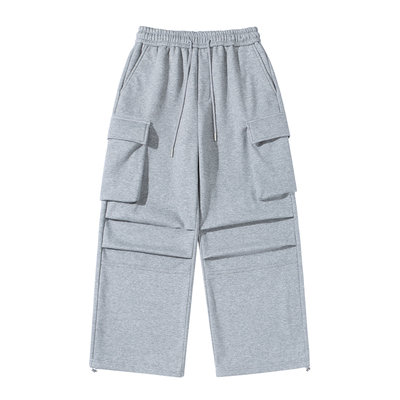 灰色加绒加厚卫裤直筒男生冬季2025新款宽松保暖工装束脚运动长裤