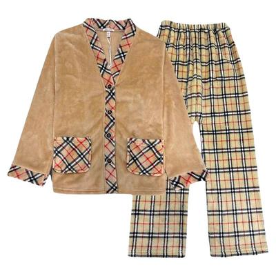 高品质保暖珊瑚绒情侣睡衣套装