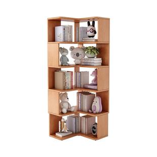 实木拐角角柜转角书柜一体靠墙多层置物架落地书架客厅墙角储物柜