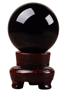 天然黑曜石水晶球玄关纳福摆件