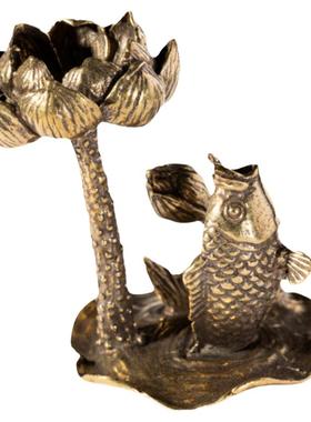 纯黄铜室内纯黄铜香炉倒流香荷花