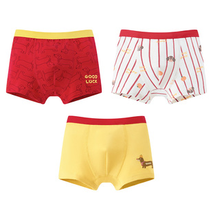 尼多熊2026儿童红色内裤新年纯棉男女童本命红内裤马本命四角短裤