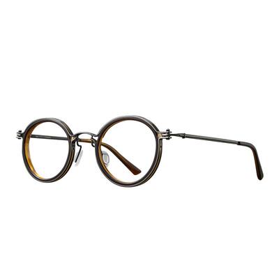 目戏复古设计师款钛合金眼镜男士