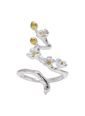 s925纯银梅花戒指女高级感可调节