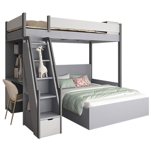 上下床错位型儿童小户型多功能组合高架上下铺双层床交错式子母床