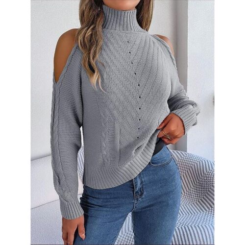 L 35224 Oversized Off Shoulder Knit Sweater 露肩针织毛衣