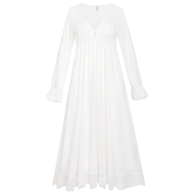 蕾丝修身显瘦法式公主睡裙双层料