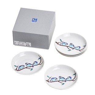 日本进口九谷烧青郊窑陶瓷餐具彩绘青鸟盘子饭碗茶杯点心盘