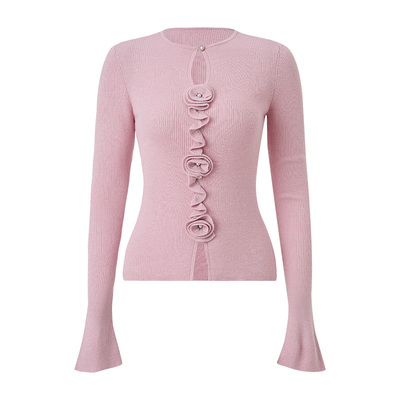 MAXRIENY立体花圆领毛衫