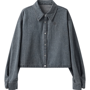 播商场同款水洗牛仔衬衫女春新款显瘦短款休闲外套BDS1CD1417