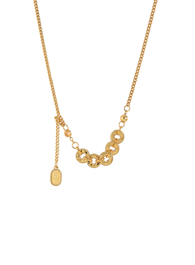 碎碎冰五帝钱项链女轻奢高级感气质大气爆闪金色锁骨链生日礼物女