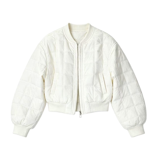 菱格棒球服棉衣外套女秋冬2026新款韩版宽松休闲百搭短款夹棉上衣