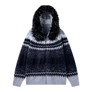 BJHG不计后果费尔岛开衫毛衣男款秋冬新款可拆卸连帽情侣针织衫女