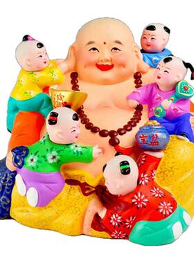 中国风摆件天津泥人张彩塑红泥坊