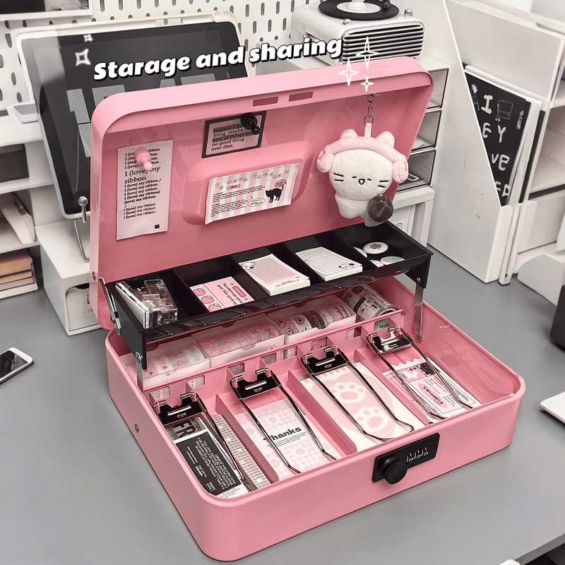 收银箱存钱罐桌面收纳盒大容量儿童家用带锁收纳盒储蓄盒桌面摆件