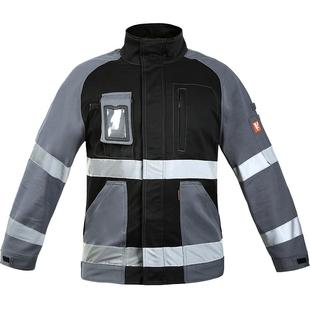 bauskydd保世基B232春秋夹克黑灰拼接工装反光户外汽修电工工作服