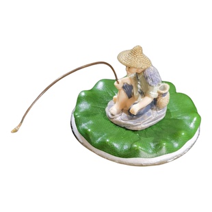 姜太公钓鱼花园流水装饰摆件假山鱼缸渔翁木船钓鱼喂食工艺品造景