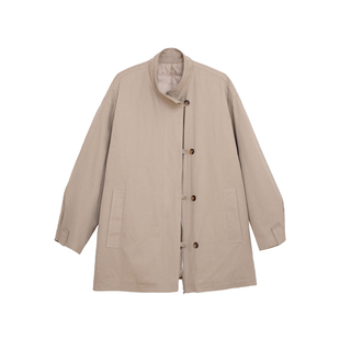 荒荒家 扣子立领夹棉外套2025冬季新款中长款学院风衣棉服女ins