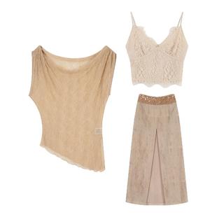 CUICUI崔崔【盛夏物语】纯欲风高级感修身无袖上衣半身裙气质套装