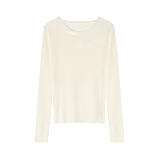 LAGOGO不规则独特针织衫女拉谷谷2025年秋冬新款气质镂空修身上衣