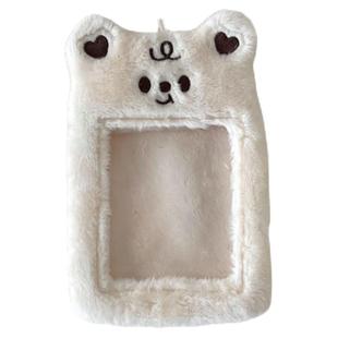 原创韩国ins可爱小熊毛绒咕卡套追星照片爱豆专辑小卡挂件钥匙扣