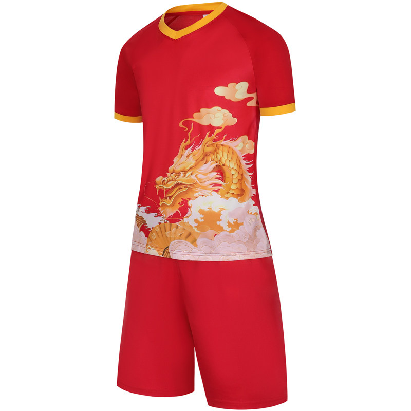 短袖篮球服套装龙舟比赛训练服吸汗透气速干定制号码文字6008红色