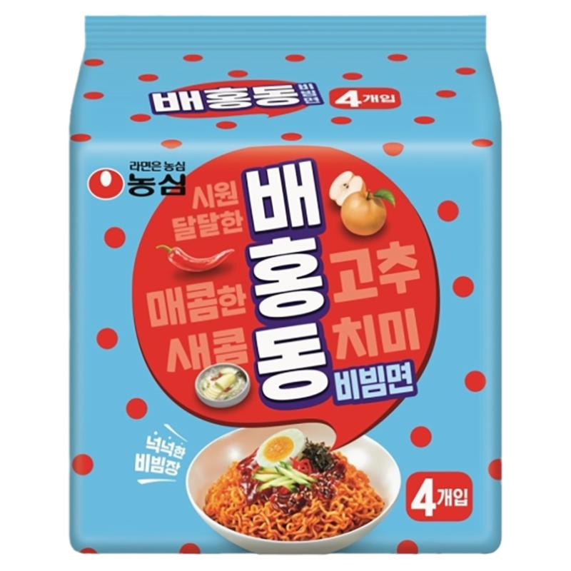 韩国进口农心韩式甜辣拌面拌冷面4连包速食方便面酸甜凉拌面夜宵