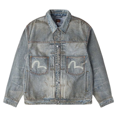 EVISU福神男士海鸥印花牛仔夹克