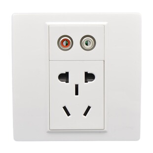 双音频带五孔插座86型AV红白音频双莲花头拧线二三插电源插座面板