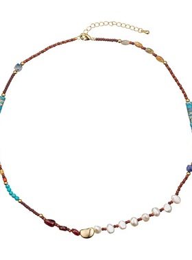 波西米亚度假天然石项链耳环套装