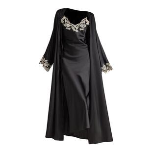 真丝镂空花边性感睡袍女100%桑蚕丝系带浴袍2025春新款睡衣家居服