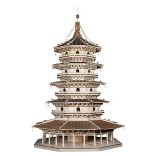 杭州雷峰塔木制榫卯积木拼装玩具中国古建筑模型手工DIY斗拱摆件