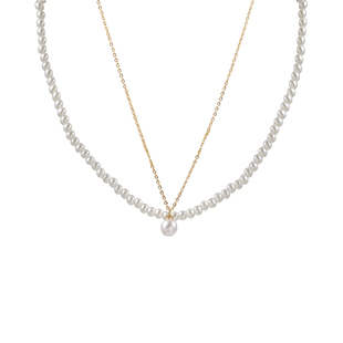 双层叠戴珍珠项链春天颈链女轻奢高级感锁骨链choker2025新款爆款