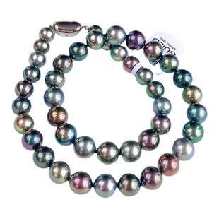 『吉尔德大证』大溪地黑珍珠项链天然海水混彩系镜面光珍珠颈链
