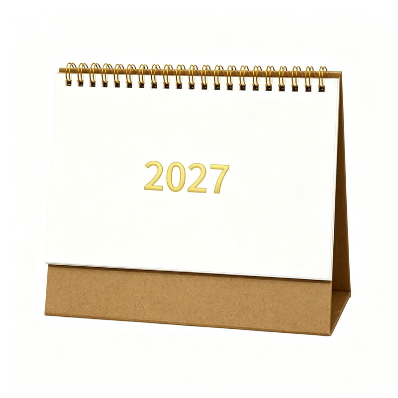 2027年新款无印风台历定制logo简约风翻页日历创意牛皮纸2026年迷你办公桌面摆件复古记事计划本表打卡月历