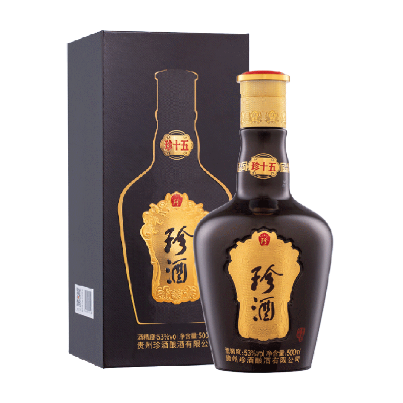 贵州珍酒珍十五(第三代) 53度酱香型白酒500mL 礼盒装253.18元(淘金币
