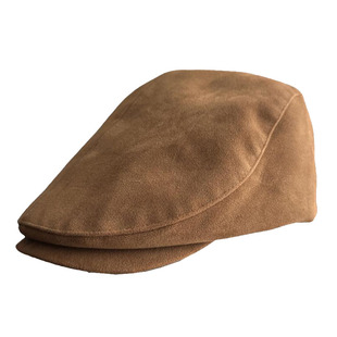 秋冬文艺复古麂皮前进帽男女款显脸小棕色鸭舌帽中性风ins帽子