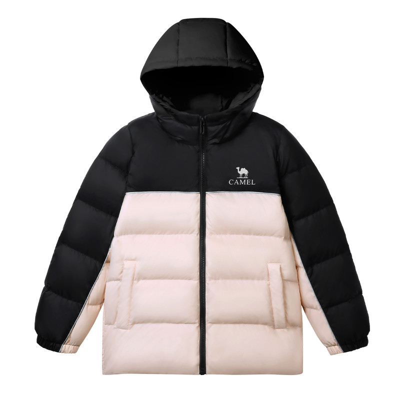 骆驼儿童羽绒服撞色拼接男童外套