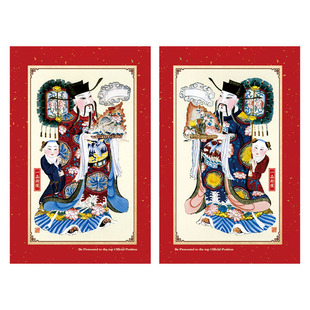 2026新年款杨柳青门神年画钟馗天官赐福一品封侯创意日月守门神将