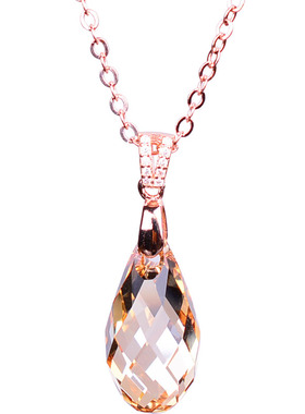 本命年大红色水晶玫瑰纯银吊坠