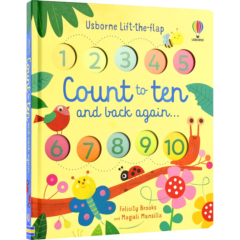 Usborne Count To Ten And Back Again 尤斯伯恩 从1数到10 启蒙认知 翻翻纸板书 3-5岁 亲子读物 学数数 英文原版进口儿童图书