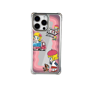 MOLLY少女波浪莫莉猫咪适用苹果16pro背带16Plus斜跨挂绳15Promax防摔14链条13四角开孔带镜子手机壳可磁吸