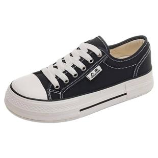 人本厚底帆布鞋女大码2026春圆头学生40休闲鞋41-43芒果头板鞋冬