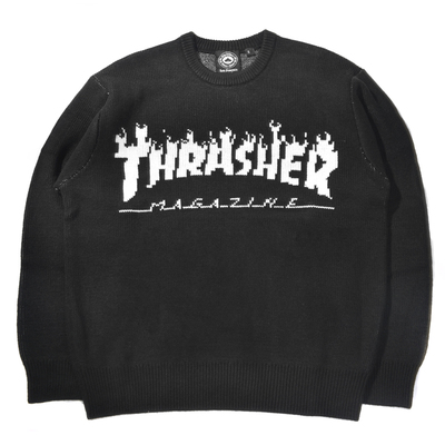 thrasher火焰潮流套头毛衣针织衫