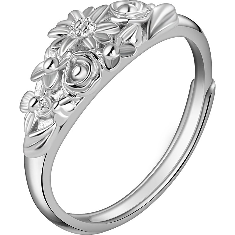老银匠s925银戒指女款繁花朵小众设计高级感纯银指环食指戒送女友