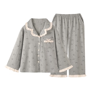 『乌云与蝶』复古风高级感纯棉睡衣女款春秋冬新款长袖套装家居服