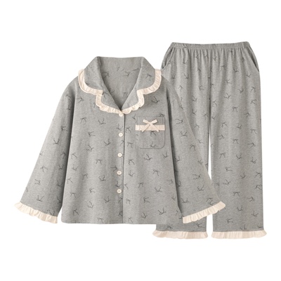 『乌云与蝶』复古风高级感纯棉睡衣女款春秋冬新款长袖套装家居服