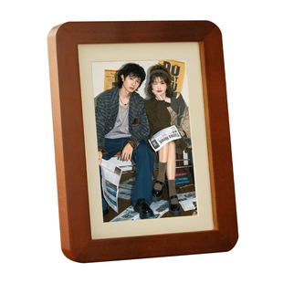 洗照片实木相框摆台高级感圆角实木6寸7寸8打印做成相册框架挂墙