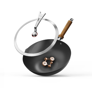 【商超同款】苏拉食光钛进口极铁炒锅铁锅0氟不粘锅家用炒菜锅