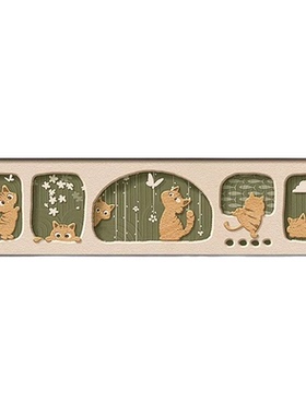 猫咪中古风2025新款卧室床头装饰画卡通复古儿童房间挂画主卧壁画